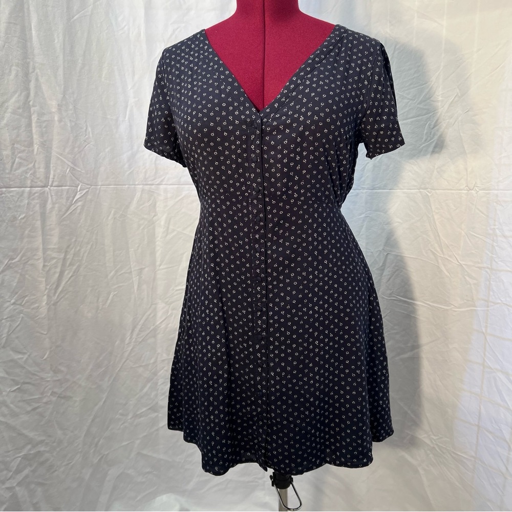Abercrombie & Fitch Navy Blue Dress with White Floral Pattern